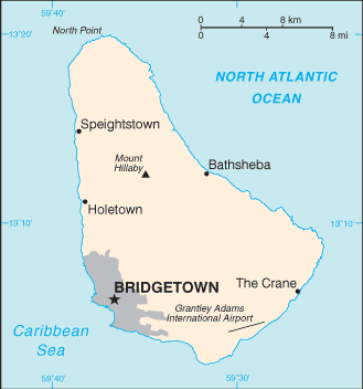 Mapa: Barbados