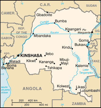 Mapa: República Democrática del Congo
