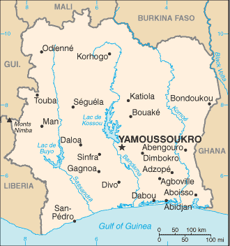 Mapa: Côte d'Ivoire