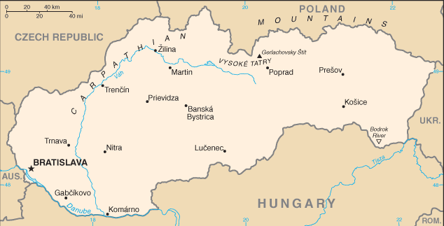 Mapa: República Eslovaca