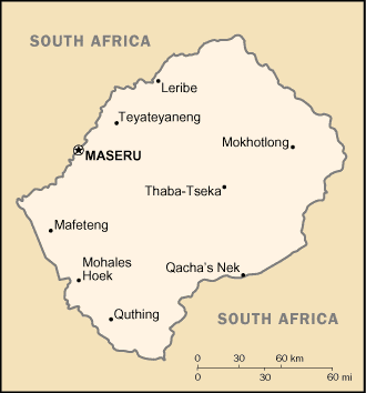 Mapa: Lesotho