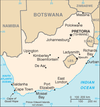 Mapa: Sudafricana