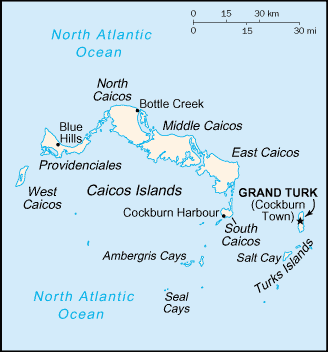 Mapa: Islas Turcos y Caicos