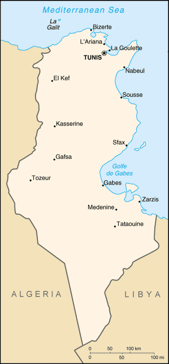 Mapa: Túnez