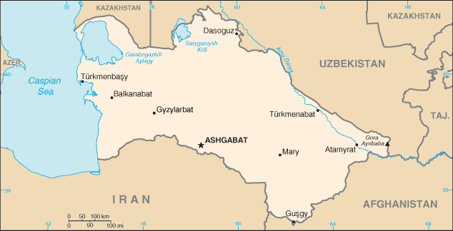 Mapa: Turkmenistán
