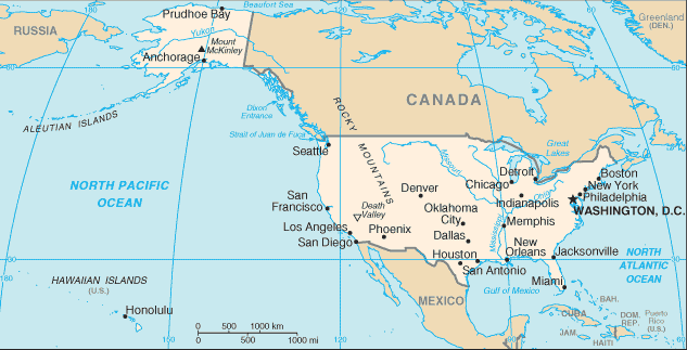 Mapa: Estados Unidos de América